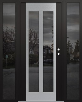 Diamond C14 60" x 80" black/black mirrored Glass Panel stainless steel LHI with 2 Sidelites mirrored Glass