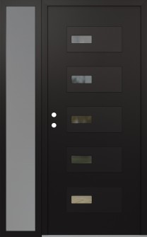 Diamond D7 50" x 80" black/black clear Glass Panel black RHI with Sidelite frosted Glass