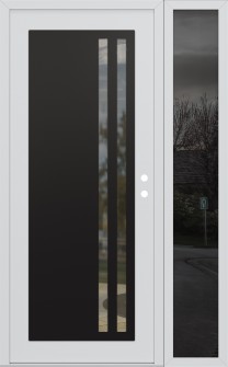 Diamond C6 52" x 80" white/white clear Glass Panel black LHI with Sidelite mirrored Glass