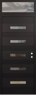 Diamond D9 36" x 96" black/black clear Glass Panel black LHI with Transom clear Glass
