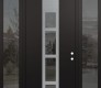 DIAMOND A10 60" X 96" BLACK/BLACK MIRRORED GLASS PANEL STAINLESS STEEL RHI WITH 2 SIDELITES AND TRANSOM MIRRORED GLASS