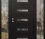 Modern Steel Front Door Diamond D4 64" x 80" black/black clear Glass Panel black RHI with 2 Sidelites clear Glass
