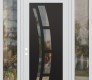 Modern Steel Front Door Diamond C12 60" x 96" white/white clear Glass Panel black RHI with 2 Sidelites and Transom clear Glass