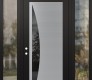 Modern Steel Front Door Diamond C13 60" x 96" black/black mirrored Glass Panel stainless steel RHI with 2 Sidelites and Transom clear Glass