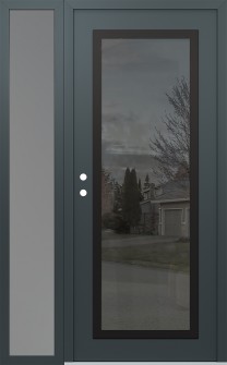 Diamond C1 48" x 80" anthracite/anthracite mirrored Glass Panel black RHI with Sidelite frosted Glass