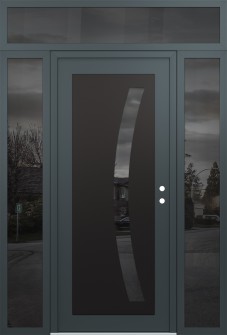 Diamond C4 68" x 96" anthracite/anthracite mirrored Glass Panel black LHI with 2 Sidelites and Transom mirrored Glass