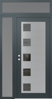 Diamond C5 50" x 96" anthracite/anthracite mirrored Glass Panel stainless steel RHI with Sidelite and Transom frosted Glass