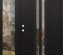 Modern Steel Front Door DIAMOND A8 52" X 80" BLACK/BLACK CLEAR GLASS PANEL BLACK RHI WITH SIDELITE CLEAR GLASS
