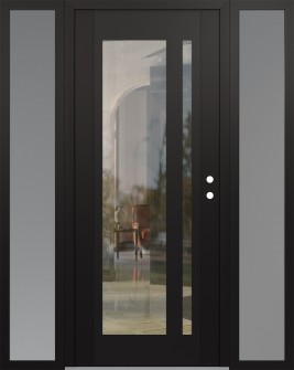 Diamond C15 64" x 80" black/black clear Glass Panel black LHI with 2 Sidelites frosted Glass