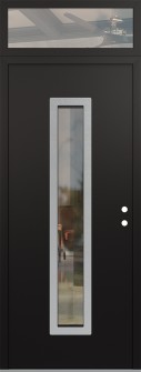 DIAMOND A11 36" X 96" BLACK/BLACK CLEAR GLASS PANEL STAINLESS STEEL LHI WITH TRANSOM CLEAR GLASS
