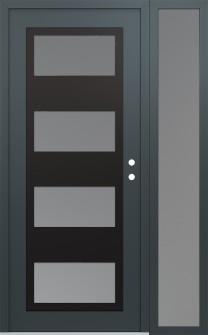 Diamond C2 52" x 80" anthracite/anthracite frosted Glass Panel black LHI with Sidelite frosted Glass