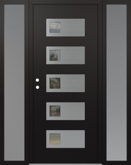 Diamond D2 60" x 80" black/black clear Glass Panel stainless steel RHI with 2 Sidelites frosted Glass