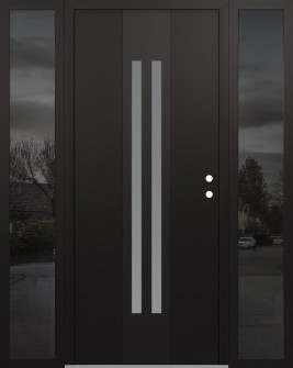 DIAMOND A8 64" X 80" BLACK/WHITE FROSTED GLASS PANEL BLACK LHI WITH 2 SIDELITES MIRRORED GLASS