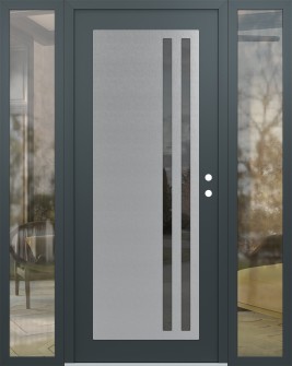 Diamond C6 64" x 80" anthracite/anthracite mirrored Glass Panel stainless steel LHI with 2 Sidelites clear Glass