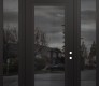 Modern Steel Front Door Diamond C1 60" x 96" black/black mirrored Glass Panel black LHI with 2 Sidelites and Transom mirrored Glass