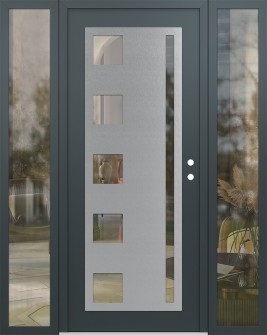 Diamond C3 60" x 80" anthracite/anthracite clear Glass Panel stainless steel LHI with 2 Sidelites clear Glass