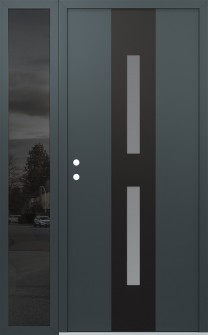 DIAMOND A6 52" X 80" ANTHRACITE/ANTHRACITE FROSTED GLASS PANEL BLACK RHI WITH SIDELITE MIRRORED GLASS