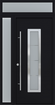 MODERN FRONT STEEL DOOR ARGOS BLACK/WHITE 49 1/4" X 95 11/16" RHI + SIDELITE LEFT/TRANSOM