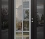 Modern Steel Front Door Diamond C16 60" x 80" black/black clear Glass Panel stainless steel LHI with 2 Sidelites mirrored Glass