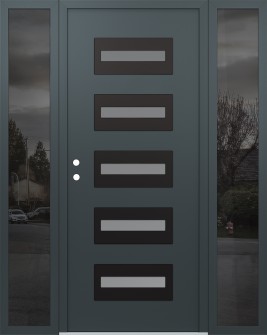 Diamond D4 68" x 80" anthracite/anthracite Frosted Glass Panel black RHI with 2 Sidelites Mirrored Glass