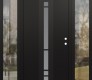 Modern Steel Front Door DIAMOND A3 60" X 80" BLACK/WHITE FROSTED GLASS PANEL BLACK LHI WITH 2 SIDELITES CLEAR GLASS