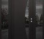 Modern Steel Front Door Diamond C13 64" x 80" black/black mirrored Glass Panel black LHI with 2 Sidelites mirrored Glass