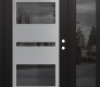Modern Steel Front Door Diamond C10 50" x 80" black/black mirrored Glass Panel stainless steel LHI with Sidelite mirrored Glass