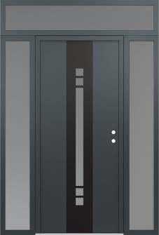 DIAMOND A4 60" X 96" ANTHRACITE/ANTHRACITE FROSTED GLASS PANEL BLACK LHI WITH 2 SIDELITES AND TRANSOM FROSTED GLASS