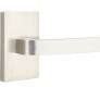 Emtek breslin door lever with modern rectangular rosette privacy left hand satin nickel (us15) 5211