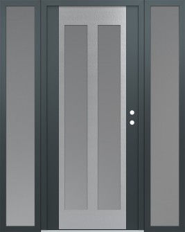Diamond C14 60" x 80" anthracite/anthracite frosted Glass Panel stainless steel LHI with 2 Sidelites frosted Glass