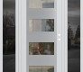 Modern Steel Front Door Diamond C2 60" x 80" white/white clear Glass Panel stainless steel LHI with 2 Sidelites mirrored Glass
