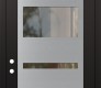 Modern Steel Front Door Diamond C10 36" x 96" black/black clear Glass Panel stainless steel RHI with Transom clear Glass