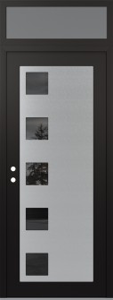 Diamond C5 36" x 96" black/black mirrored Glass Panel stainless steel RHI with Transom frosted Glass