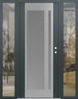 Diamond C15 60" x 80" anthracite/anthracite frosted Glass Panel stainless steel LHI with 2 Sidelites clear Glass