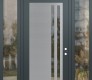 Modern Steel Front Door Diamond C6 68" x 96" anthracite/anthracite clear Glass Panel stainless steel LHI with 2 Sidelites and Transom clear Glass