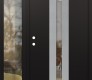 Modern Steel Front Door DIAMOND A2 48" X 80" BLACK/BLACK CLEAR GLASS PANEL STAINLESS STEEL RHI WITH SIDELITE CLEAR GLASS