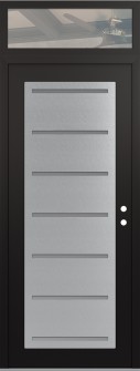 Diamond C11 36" x 96" black/white frosted Glass Panel stainless steel LHI with Transom clear Glass