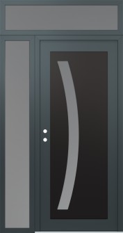 Diamond C4 48" x 96" anthracite/anthracite frosted Glass Panel black RHI with Sidelite and Transom frosted Glass