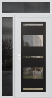 Diamond C10 48" x 96" white/white clear Glass Panel black RHI with Sidelite and Transom mirrored Glass