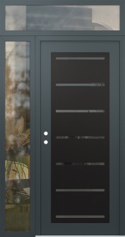 Diamond C11 50" x 96" anthracite/anthracite mirrored Glass Panel black RHI with Sidelite and Transom clear Glass