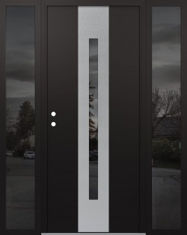 DIAMOND A2 64" X 80" BLACK/BLACK MIRRORED GLASS PANEL STAINLESS STEEL RHI WITH 2 SIDELITES MIRRORED GLASS