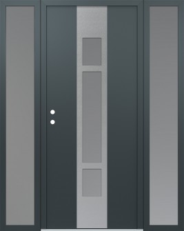 DIAMOND A9 60" X 80" ANTHRACITE/ANTHRACITE FROSTED GLASS PANEL STAINLESS STEEL RHI WITH 2 SIDELITES FROSTED GLASS