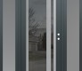 Modern Steel Front Door Diamond C15 64" x 80" anthracite/anthracite mirrored Glass Panel stainless steel LHI with 2 Sidelites frosted Glass