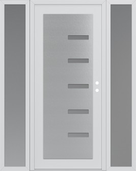 Diamond C8 68" x 80" white/white frosted Glass Panel stainless steel LHI with 2 Sidelites frosted Glass