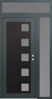 Diamond C5 50" x 96" anthracite/anthracite frosted Glass Panel black LHI with Sidelite and Transom frosted Glass