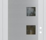 Modern Steel Front Door Diamond C5 36" x 96" white/white clear Glass Panel stainless steel LHI with Transom clear Glass