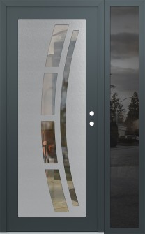 Diamond C12 48" x 80" anthracite/anthracite clear Glass Panel stainless steel LHI with Sidelite mirrored Glass