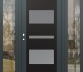 Modern Steel Front Door Diamond C10 68" x 80" anthracite/anthracite frosted Glass Panel black RHI with 2 Sidelites clear Glass