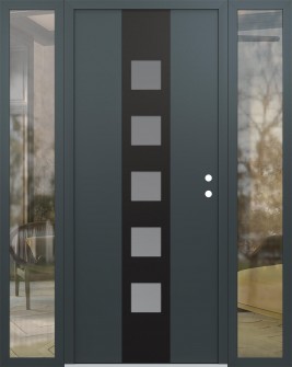 DIAMOND A13 68" X 80" ANTHRACITE/ANTHRACITE FROSTED GLASS PANEL BLACK LHI WITH 2 SIDELITES CLEAR GLASS