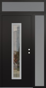 DIAMOND A11 50" X 96" BLACK/BLACK CLEAR GLASS PANEL STAINLESS STEEL LHI WITH SIDELITE AND TRANSOM FROSTED GLASS